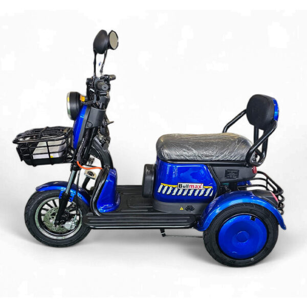 Електрическа триколка grand pudding 2000w, 60v, 20ah, ce сертификат, син металик