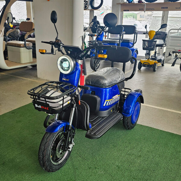 Електрическа триколка grand pudding 2000w, 60v, 20ah, ce сертификат, син металик