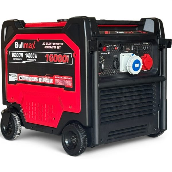 Преносим Инверторен Бензинов Генератор за ток bullmax 16000i, монофазен, трифазен, 3 вида запалване